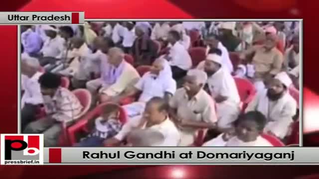 Rahul Gandhi addresses an election rally in Domariyaganj, Uttar Pradesh