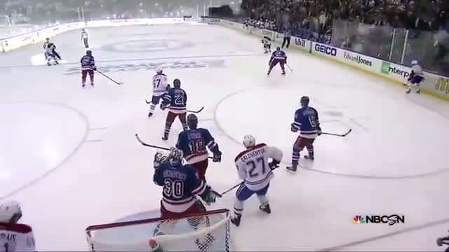 Lundqvist heads the puck out of play