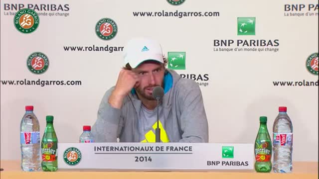 Press conference Ernests Gulbis 2014 French Open SF