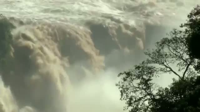 Flooding Creates Dramatic Effect on Waterfall