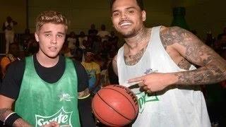 Justin Bieber and Chris Brown Face Each Other In Friendly Basketball Match - BET 2014 Experience