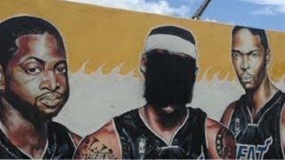 LeBron James defaced in Miami Heat mural