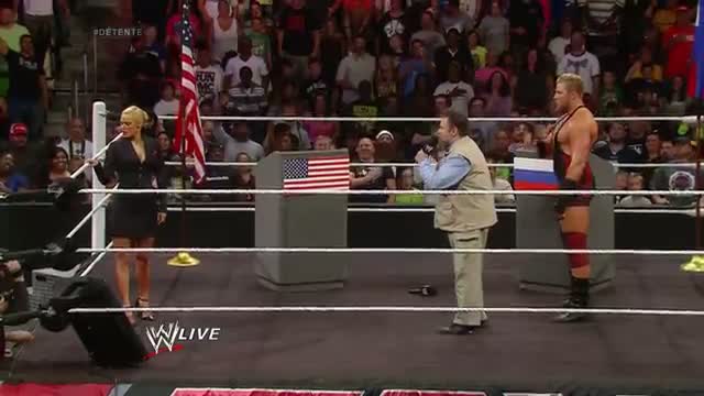 Zeb Colter and Lana participate in a United States-Russia Detente: WWE Raw, July 14, 2014