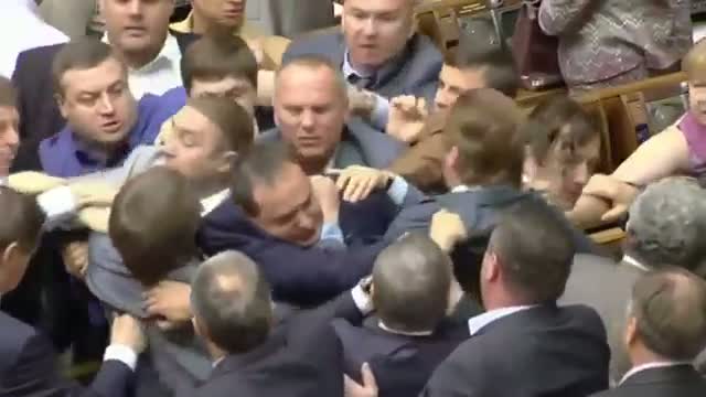 Lawmakers Scuffle in Ukraine's Parliament