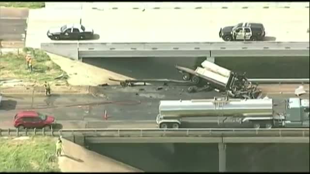 Truck Dangles Off Texas Overpass