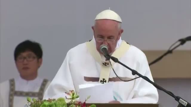 Pope Holds Open Air Mass for Asian Youth