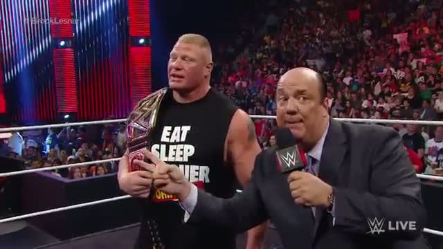 Brock Lesnar receives the new WWE World Heavyweight Championship: WWE Raw, Aug. 18, 2014