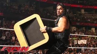 Roman Reigns crashes Seth Rollins and Kane's "eulogy" for Dean Ambrose: WWE Raw, Aug. 25, 2014