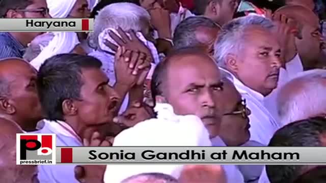 Sonia Gandhi at Meham, Haryana attacks Modi govt