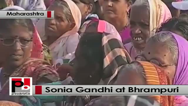 Sonia Gandhi at Brahmapuri, Maharashtra, takes on BJP, Modi govt