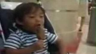 Very Cute - Sleepy Kid Licking Chocolate Ice Cream - Really Funny