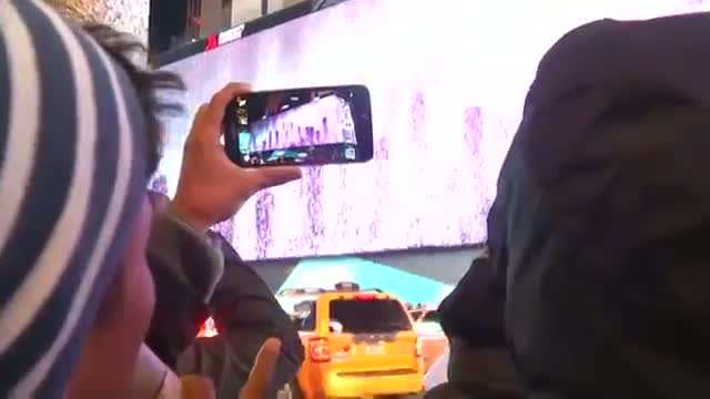 Huge Digital Billboard Lit Up in Time Square