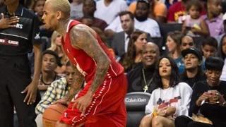 Rihanna Caught Eyeing & Attending Chris Brown's BasketBall Game - Rihanna & Chris Brown Dating?