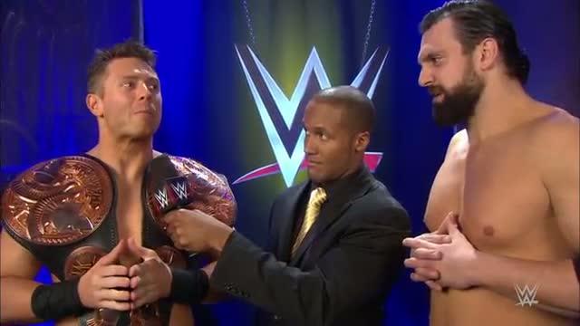 The Miz gloats after winning the WWE Tag Team Championships with Damien Mizdow - Survivor Series