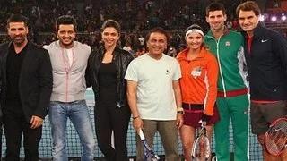 Deepika Padukone , Akshay Kumar, Aamir Khan on court with Roger Federer | IPTL 2014 Video