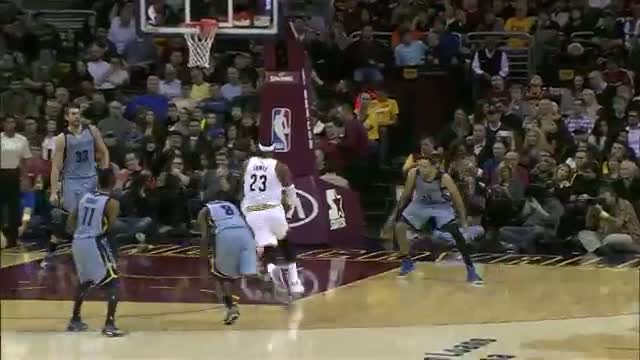 NBA: LeBron James Rattles the Rim with the One-Handed Jam