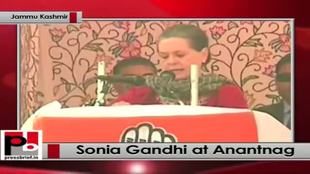 J&K polls - At Anantnag, Congress President Sonia Gandhi lashes out at BJP, Modi