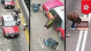 Hong Kong Xmas windfall: Armored car spills $4.5 million along a busy road in Wanchai video