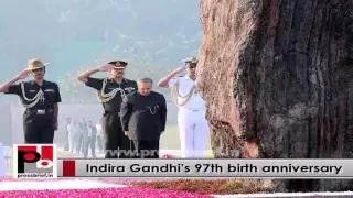 Sonia Gandhi, Rahul Gandhi pay floral tribute to Indira Gandhi on her 97th birth anniversary