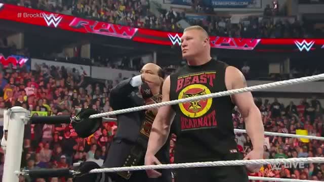 Brock Lesnar calls out Seth Rollins: WWE Raw, January 19, 2015