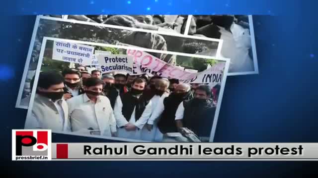 Rahul Gandhi leads protest against Narendra Modi-led BJP govt