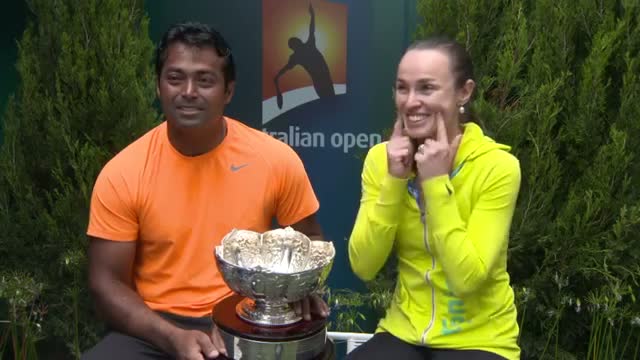 Mixed doubles Martina Hingis and Leander Paes interview - Australian Open 2015