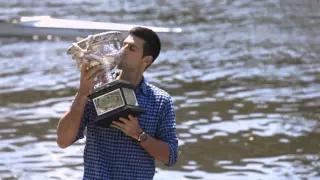 Novak Djokovic trophy photo shoot - Australian Open 2015