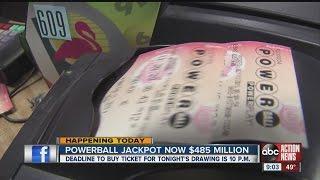 $485 million Powerball jackpot is 5th largest in US history