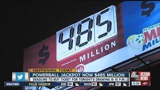 $485 million Powerball jackpot is 5th largest in US history