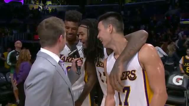 Jordan Hill and Nick Young Crash Jeremy Lin's Interview 