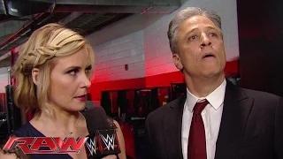 Jon Stewart reacts to his confrontation with Seth Rollins: WWE Raw, March 2, 2015