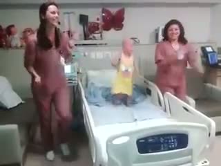DANCING CANCER PATIENT!! Nurses dancing with a little girl!