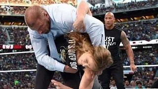 The Rock & Ronda Rousey Destroy Triple H & Stephanie McMahon at WrestleMania 31