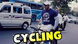 Salman Khan Cycling Hands Free On Mumbai Streets!