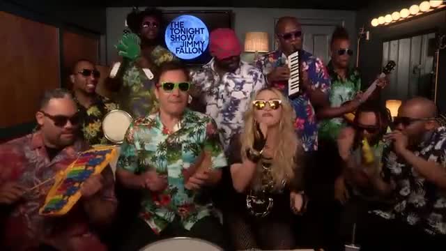 Jimmy Fallon, Madonna & The Roots Sing "Holiday" (w/ Classroom Instruments) - The Tonight Show Starring Jimmy Fallon