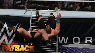 Rusev smashes U.S. Champion John Cena into a ring barricade: WWE Payback 2015