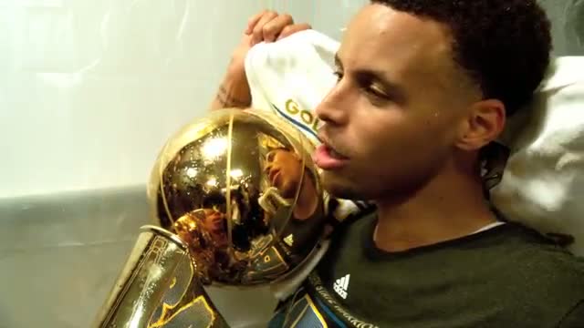 NBA: Stephen Curry Finals Phantom Raw: Holding the Trophy