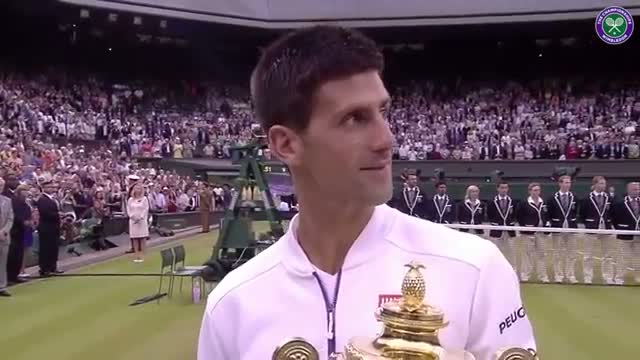 Champion Novak Djokovic's on-court interview