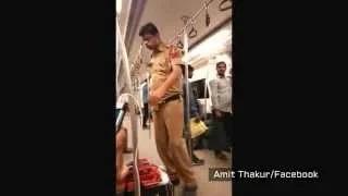 Drunk Cop on Delhi Metro - VIDEO