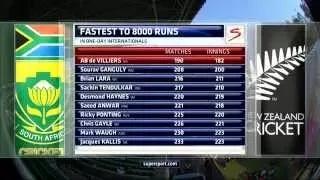 AB de Villiers achieves fastest 8000 runs record in ODI - SA vs NZ, 3rd ODI 2015