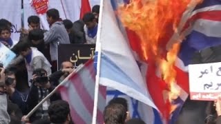 Protesters Set US Flags on Fire in Iran