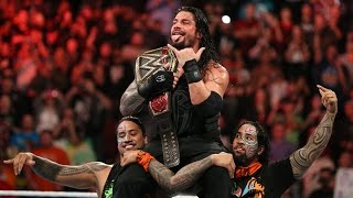 Roman Reigns celebrates winning the WWE World Heavyweight Title with his family: Dec. 14, 2015