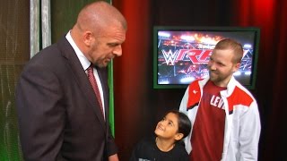 Triple H surprises fans Billy and Bianca backstage at Raw