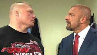 Brock Lesnar and Triple H cross paths in a tense backstage encounter: WWE Raw, February 1, 2016