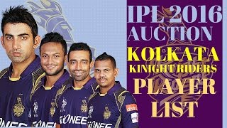 IPL 2016- Kolkata Knight Riders Player List - KKR Team 2016