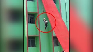 On Cam: Mock drill goes wrong, woman falls from three-storey building