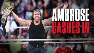 Dean Ambrose wins the WWE World Heavyweight Title at WWE Money in the Bank