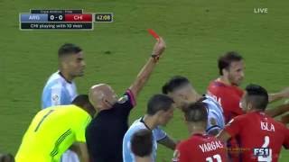 Marcos Rojo Red Card - Argentina vs Chile - 2016 Copa America FINAL - June 26, 2016