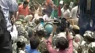 BJP workers protest against Arvind Kejriwal in Delhi over corruption issues
