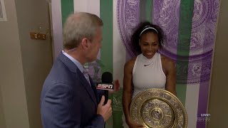 Serena Williams ESPN interview after winning Wimbledon 2016 in Final (F) over Angelique Kerber